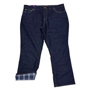 REALTREE Flannel-Lined Plaid Dark Wash Work Denim Pants Jeans Mens 38x32